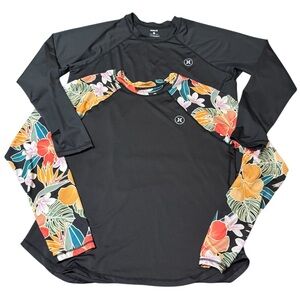 Hurley Rash Guard Swim Shirt Bundle Floral Sleeve and One Black Sz XXL UPF 50